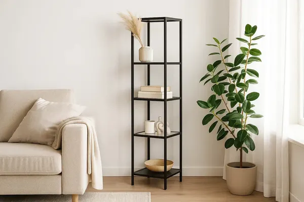 Изображение товара Стеллаж Мебельград Нора 460 46x175.4x36 (металл/стекло)