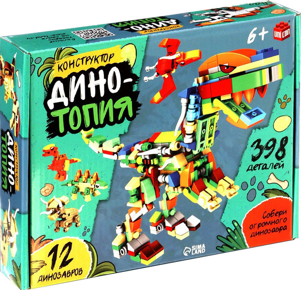 Изображение товара Конструктор Unicon Дино мир 12в1 SX52090 / 10869342 (398эл)