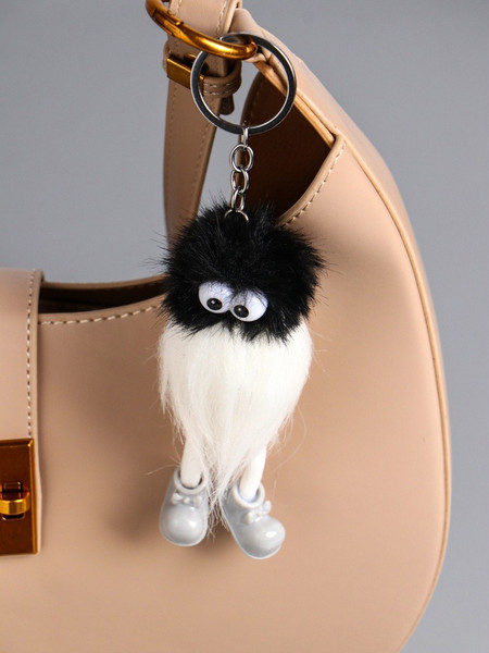 Изображение товара Брелок Sima-Land Пушистик на кольце. Лохматый чудик / 10904378 (черный/белый)