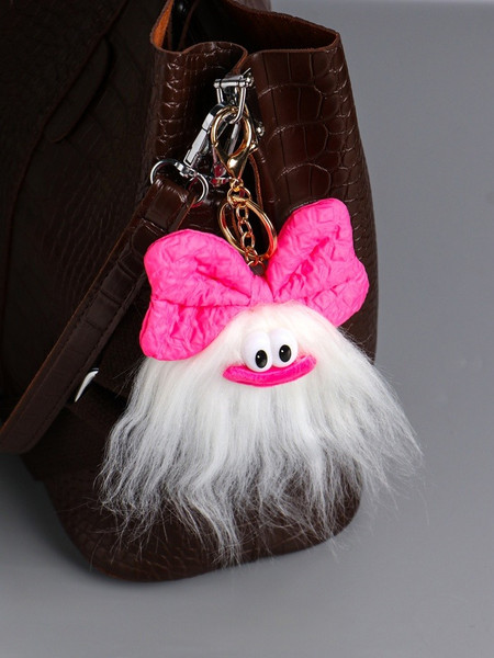 Изображение товара Брелок Sima-Land Пушистик на кольце. Чучундра с бантиком / 10904376 (белый)