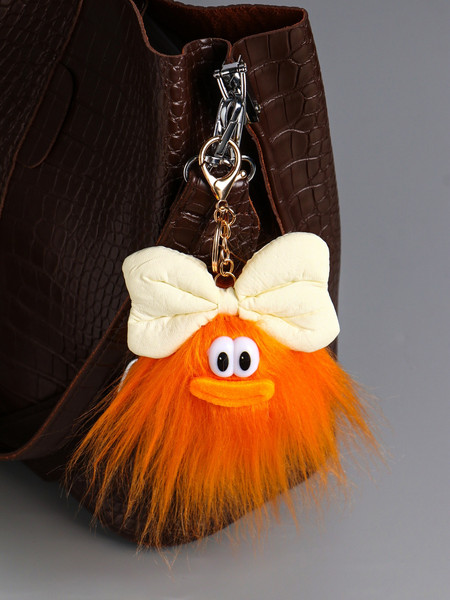 Изображение товара Брелок Sima-Land Пушистик на кольце. Чучундра с бантиком / 10904374 (оранжевый)