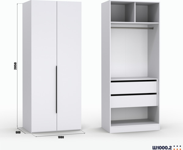 Изображение товара Шкаф Кастанье Модерн Ш 1000.2 (белый)