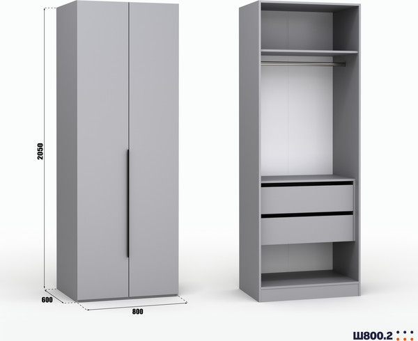 Изображение товара Шкаф Кастанье Модерн Ш 800.2 (серый шифер)