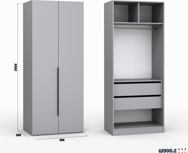 Изображение товара Шкаф Кастанье Модерн Ш 900.2 (серый шифер)