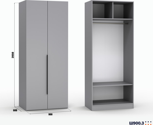 Изображение товара Шкаф Кастанье Модерн Ш 900.3 (серый шифер)
