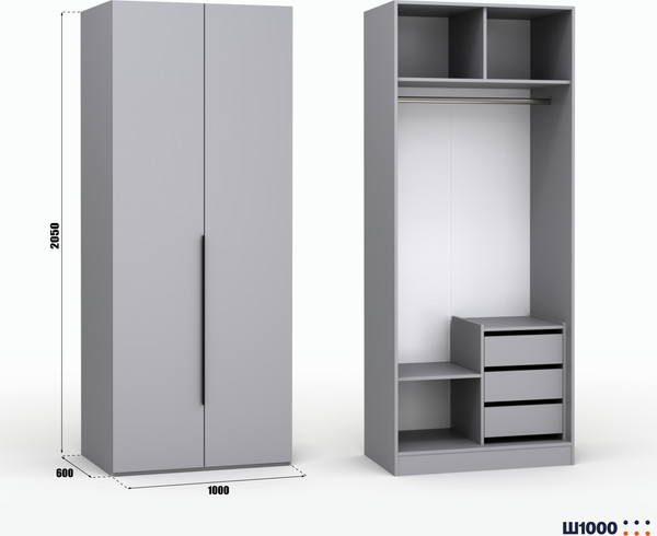 Изображение товара Шкаф Кастанье Модерн Ш 1000 (серый шифер)