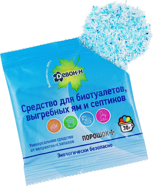 Изображение товара Биоактиватор Девон Порошок для биотуалетов, выгребных ям и септиков Н (30г)