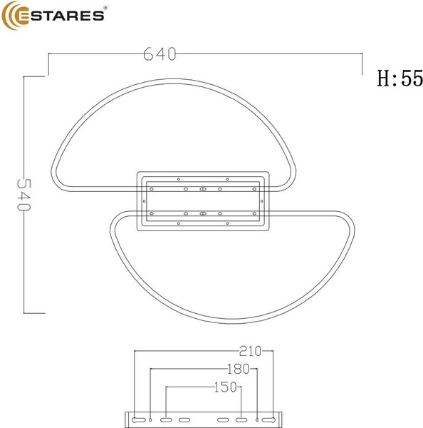Изображение товара Потолочный светильник Estares Modena 80W R-RC-540x640x55-WHITE/WHITE-220-IP20