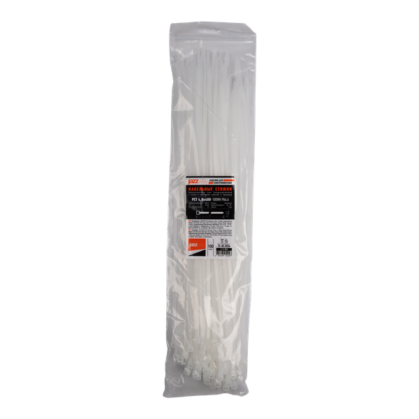 Изображение товара Стяжка для кабеля JAZZway PCT 4.8x400-100WH PA66 / 5054097 (100шт)