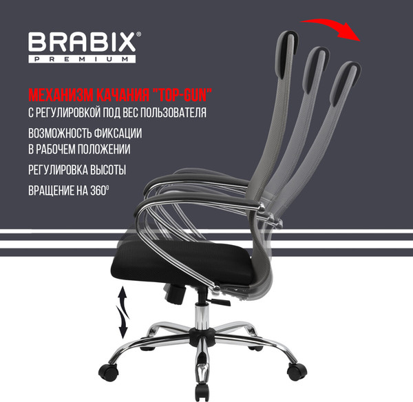 Изображение товара Кресло офисное Brabix EX-800 / 532912 (черный/серый)