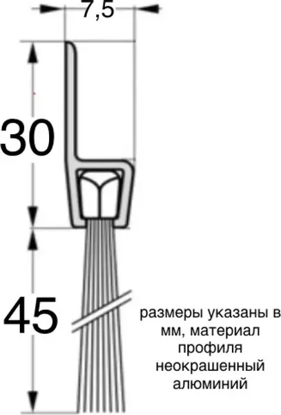 Изображение товара Щетка уплотнительная для ворот и дверей DoorHan 50мм 1м