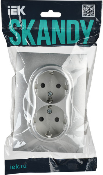 Изображение товара Розетка IEK Skandy SK-R24-16-K23-F (серебристый)
