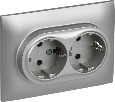 Изображение товара Розетка IEK Skandy SK-R24-16-K23-F (серебристый)