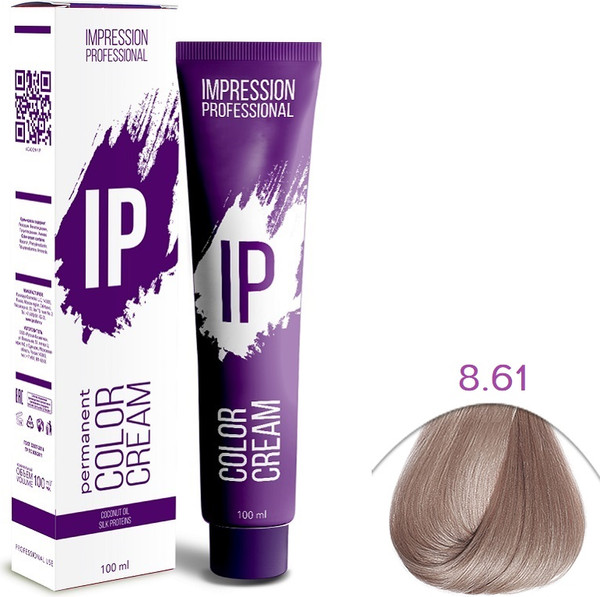 Изображение товара Крем-краска для волос Impression Professional Ip 8.61 (100мл, светлый блонд фиолетово-пепельный)