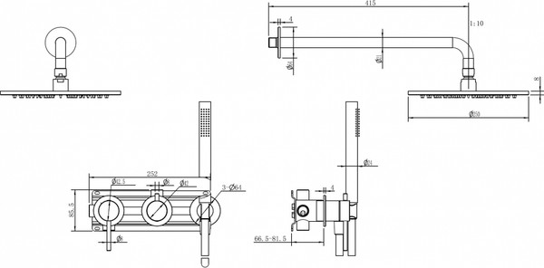 Изображение товара Душевая система со смесителем Abber Wasser Kreis 316 / AF8118BG (золото брашированное)