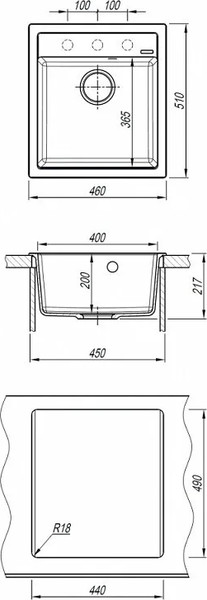 Изображение товара Мойка кухонная Abber Quarz AQ2901B (черный)
