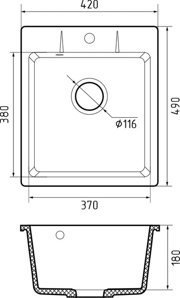 Изображение товара Мойка кухонная GranFest Urban UR-242 (черный)