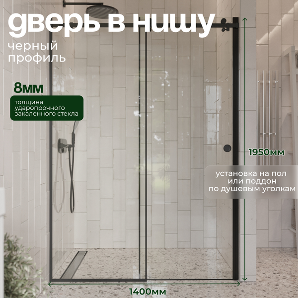 Изображение товара Душевая дверь Benetto BEN_501_BL_C 195x140