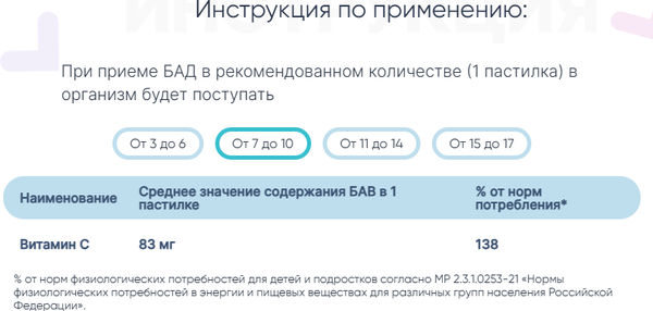 Изображение товара Пищевая добавка LIVS Мармеладные пастилки Витамин-С для детей (60шт)