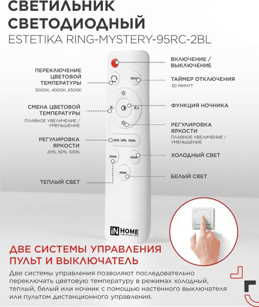 Изображение товара Потолочный светильник INhome Estetika Ring-Mystery-95RC-2BL / 4690612062525
