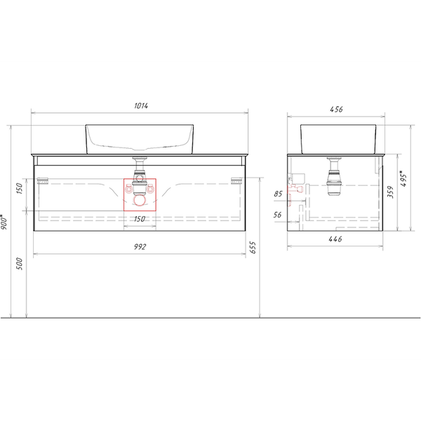 Изображение товара Тумба под умывальник Aqwella Geometria GE01101WM+STG1014X456GS