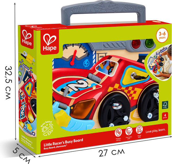 Изображение товара Бизиборд Hape Цвета и формы Маленький гонщик / E1120_HP