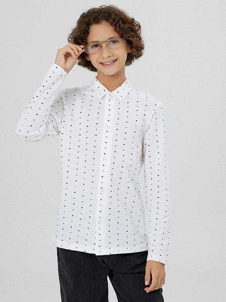 Изображение товара Рубашка детская Mark Formelle 123432/1 (р.152-76, геометрия на белом)