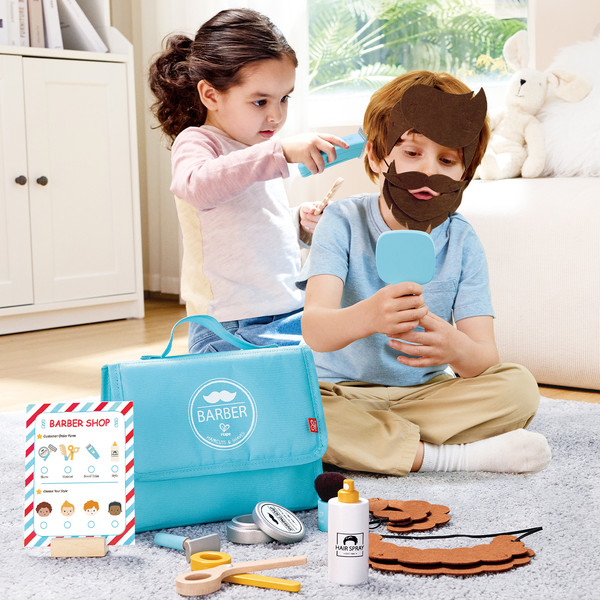 Изображение товара Набор аксессуаров для девочек Hape Профессии Барбершоп / E3226_HP