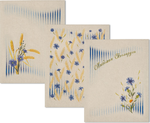 Изображение товара Набор полотенец Pole Kvetak (Беларускі лён) 45x60 22с145-ШР+К/п.р/фкор (50 Травиночка-3)