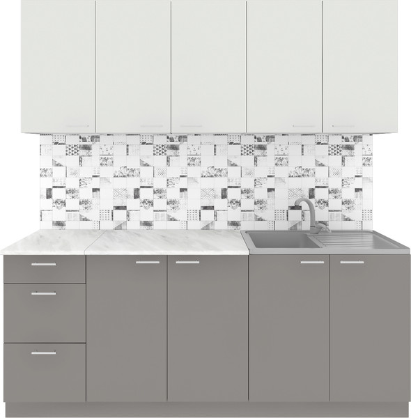 Изображение товара Кухонный гарнитур Агута Альфа 2.0 без столешницы (глиняный серый/холодный серый)