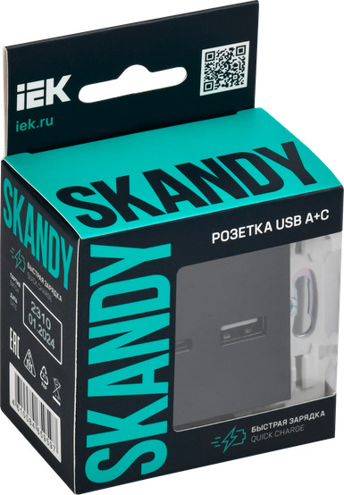 Изображение товара Розетка IEK Skandy SK-U22-018-K02 (черный)