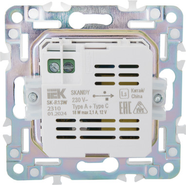 Изображение товара Розетка IEK Skandy SK-U22-018-K01 (арктический белый)