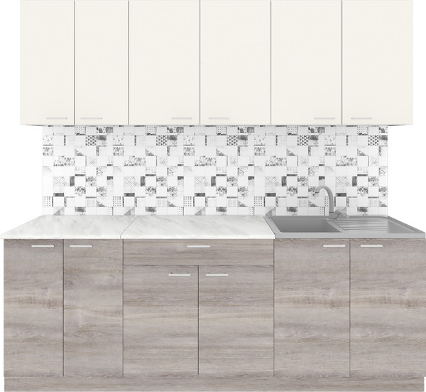 Изображение товара Кухонный гарнитур Агута Альфа 2.2 без столешницы (дуб пепельный/сатин)