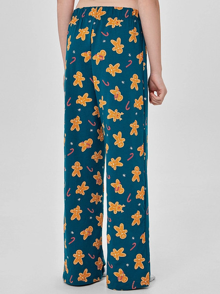 Изображение товара Штаны пижамные детские Mark Formelle 587001 (р.158-80, праздничные печеньки на зеленом)