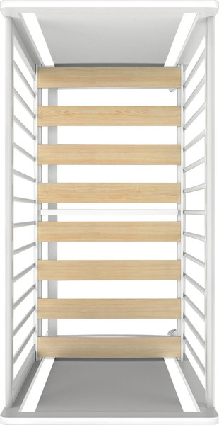 Изображение товара Детская кроватка INDIGO Classic колесо-качалка (массив березы, ЛДСП, ПВХ накладка, белая аляска)