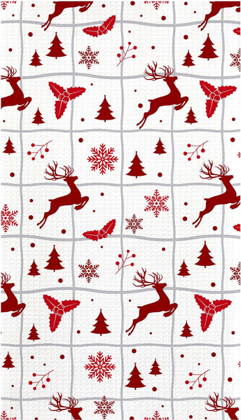 Изображение товара Полотенце Самойловский текстиль Вафельное Рождественские олени 45x60 / 933356