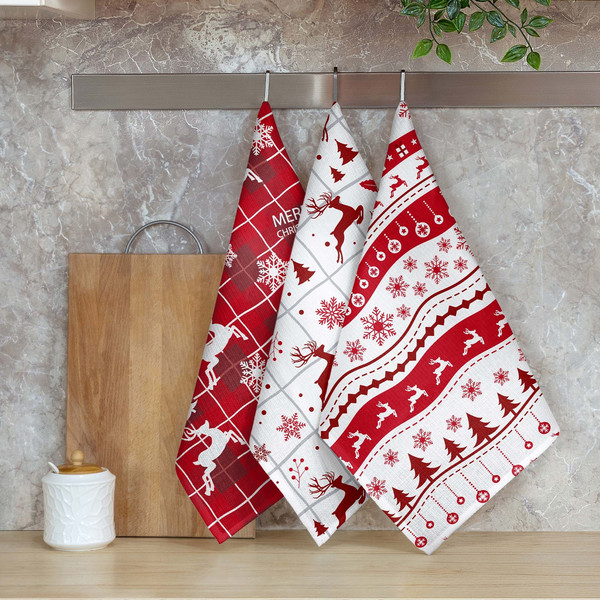 Изображение товара Полотенце Самойловский текстиль Вафельное Рождественские олени 45x60 / 933356