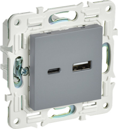 Изображение товара Розетка IEK Skandy SK-U22-018-K03 (серый)