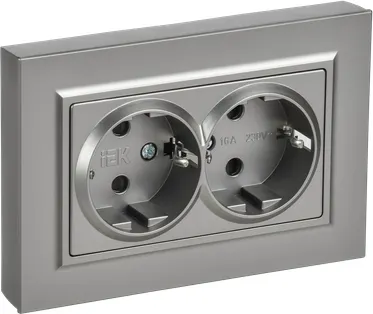 Изображение товара Розетка IEK Brite BR-R28-16-K46-F (стальной)