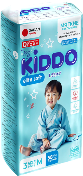 Изображение товара Подгузники-трусики детские MyKiddo Elite Soft M 6-10кг (58шт)