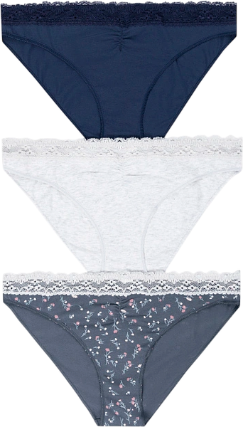 Изображение товара Комплект женских трусов Mark Formelle 412344-3 (р.102, цветы на темно-сером)