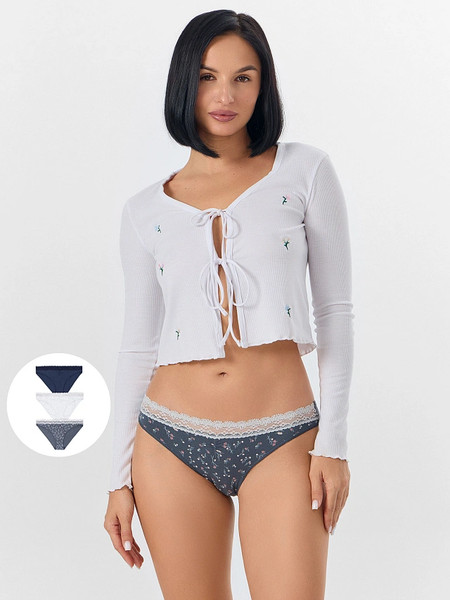 Изображение товара Комплект женских трусов Mark Formelle 412344-3 (р.102, цветы на темно-сером)