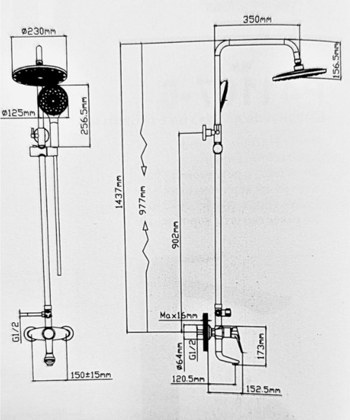 Изображение товара Душевая система со смесителем Potato P35155QH
