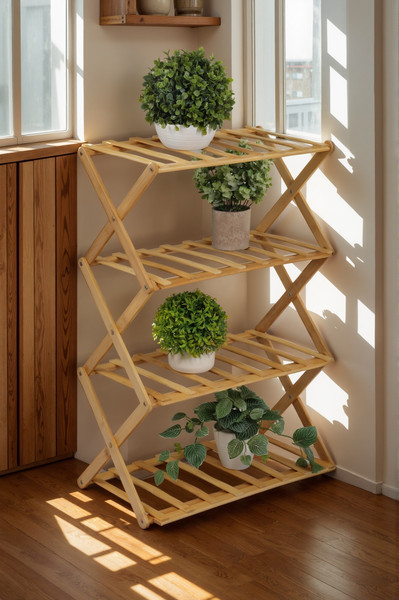 Изображение товара Стойка для цветов GREENGO 4 полки 50x25x68см напольный открытый