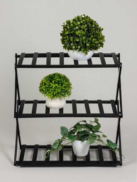 Изображение товара Стойка для цветов GREENGO 3 полки 50x25x46см напольный открытый (черный)