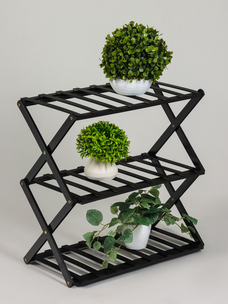 Изображение товара Стойка для цветов GREENGO 3 полки 50x25x46см напольный открытый (черный)