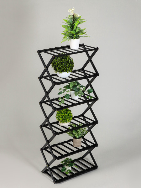 Изображение товара Стойка для цветов GREENGO 6 полок 50x25x110см напольный открытый (черный)