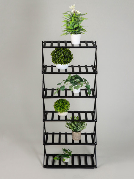 Изображение товара Стойка для цветов GREENGO 6 полок 50x25x110см напольный открытый (черный)