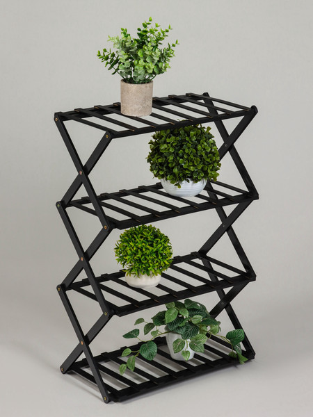 Изображение товара Стойка для цветов GREENGO 4 полки 50x25x68см напольный открытый (черный)