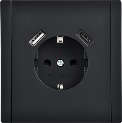 Изображение товара Розетка IEK Forte&Piano FP-R14-16-U22-018-K02 (черный)